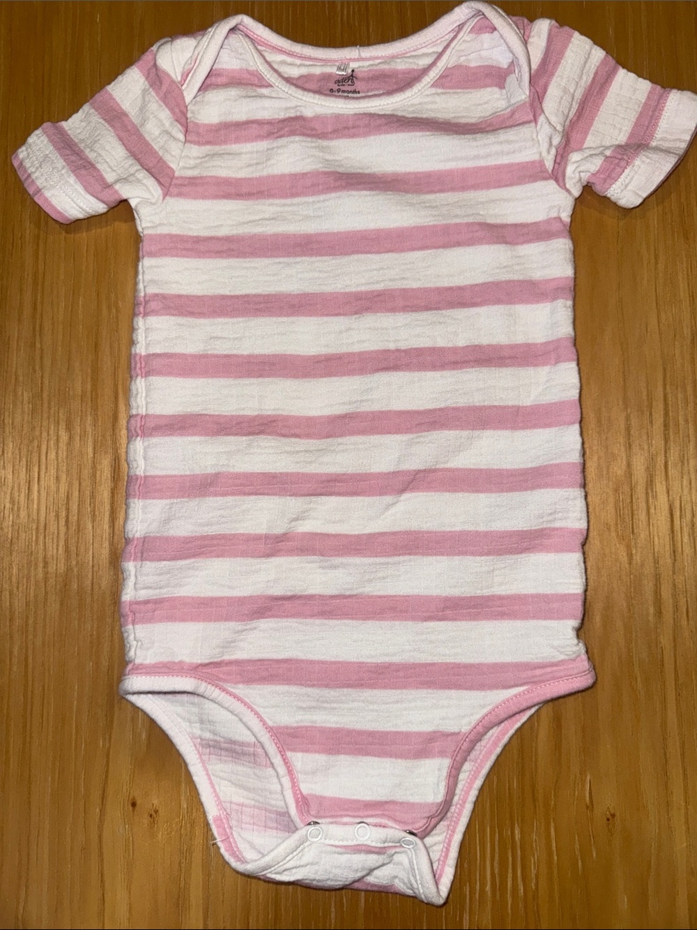 aden + anais Pink and White Striped Baby One-Piece Muslin Bodysuit Onesie